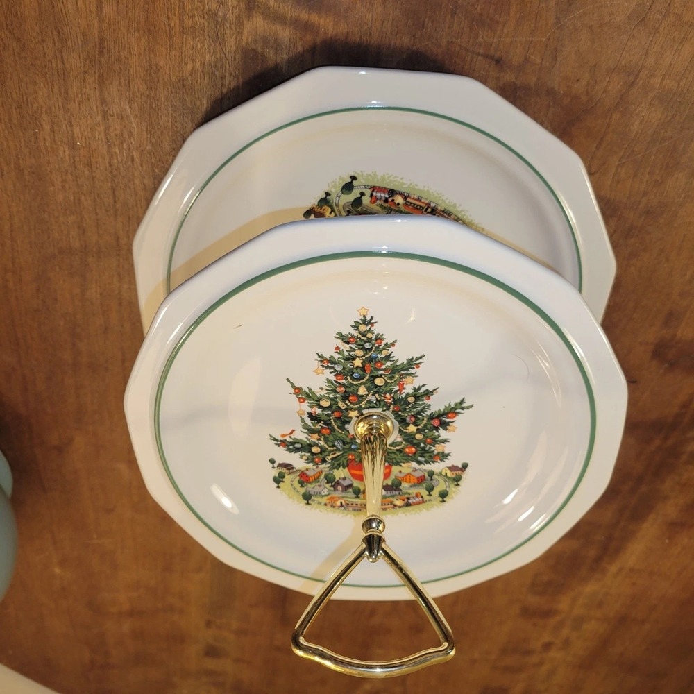 Vintage Pfaltzgraff Christmas‎ Heritage Holiday Cookie Candy Cupcake 2 Tier Tray